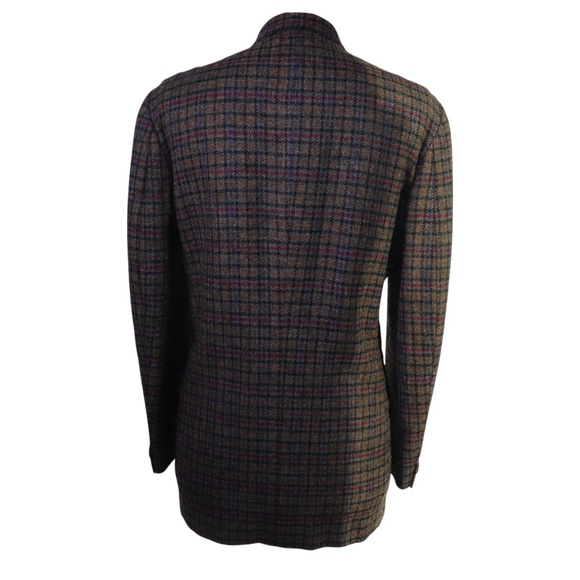 Vintage Mens Bespoke Checked Handwoven Donegal Tweed Wool Double Breasted Jacket - Picture 4 of 14